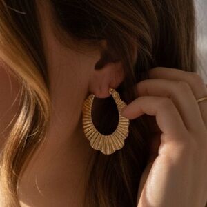 Radiant Gold Textured Hoop Earrings